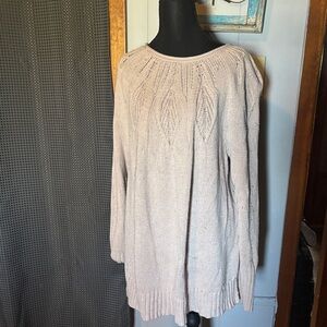 Women’s light pink Cream Cable-Yoke Knit Sweater